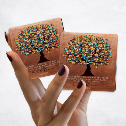 7th anniversary Colorful Autumn Tree on Copper Magnet Set MAG-1336