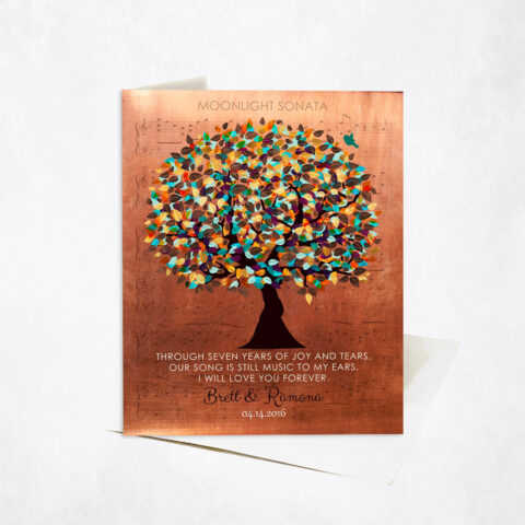 Autumn Tree Through Seven Years Appreciation Our Song Sheet Music 7th anniversary Stationery Card-1336