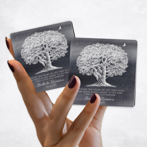 10th anniversary Large White Oak Tree on Tin Magnet Set MAG-1337