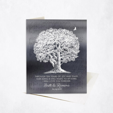 White Oak Tree Ten Years Appreciation Our Song Sheet Music 10th anniversary Stationery Card-1337