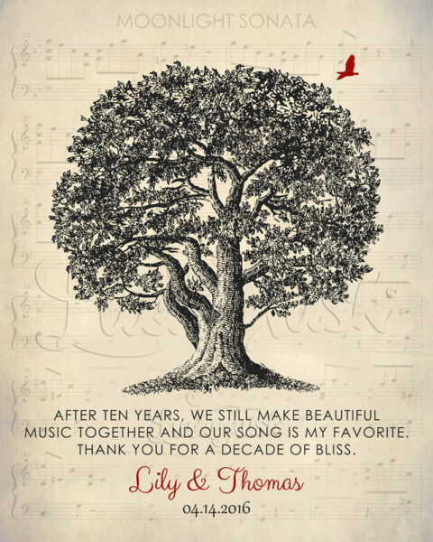 Our Song Is My Favorite Personalized 10 Year Anniversary Oak Tree Poem Gift For Husband #1340