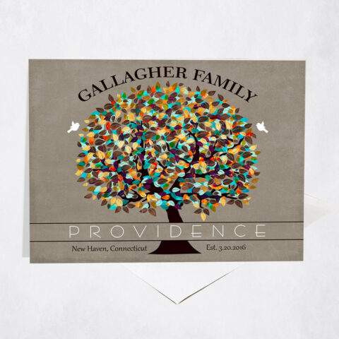 Autumn Providence Family Tree Name anniversary Stationery Card-1342