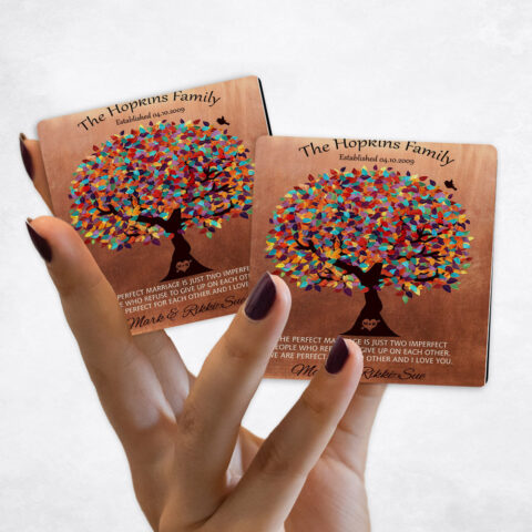 7th anniversary Colorful Spring Tree on Copper Magnet Set MAG-1345