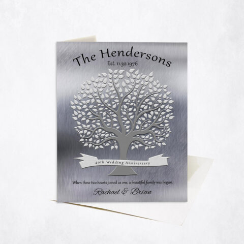 40th Anniversary Tree Quote Family Name 40th anniversary Stationery Card-1347