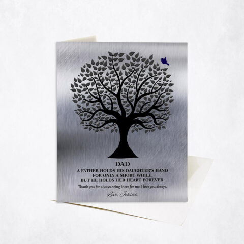 Silhouette Father Tree Quote Holds A Daughter’s Hand wedding Stationery Card-1351