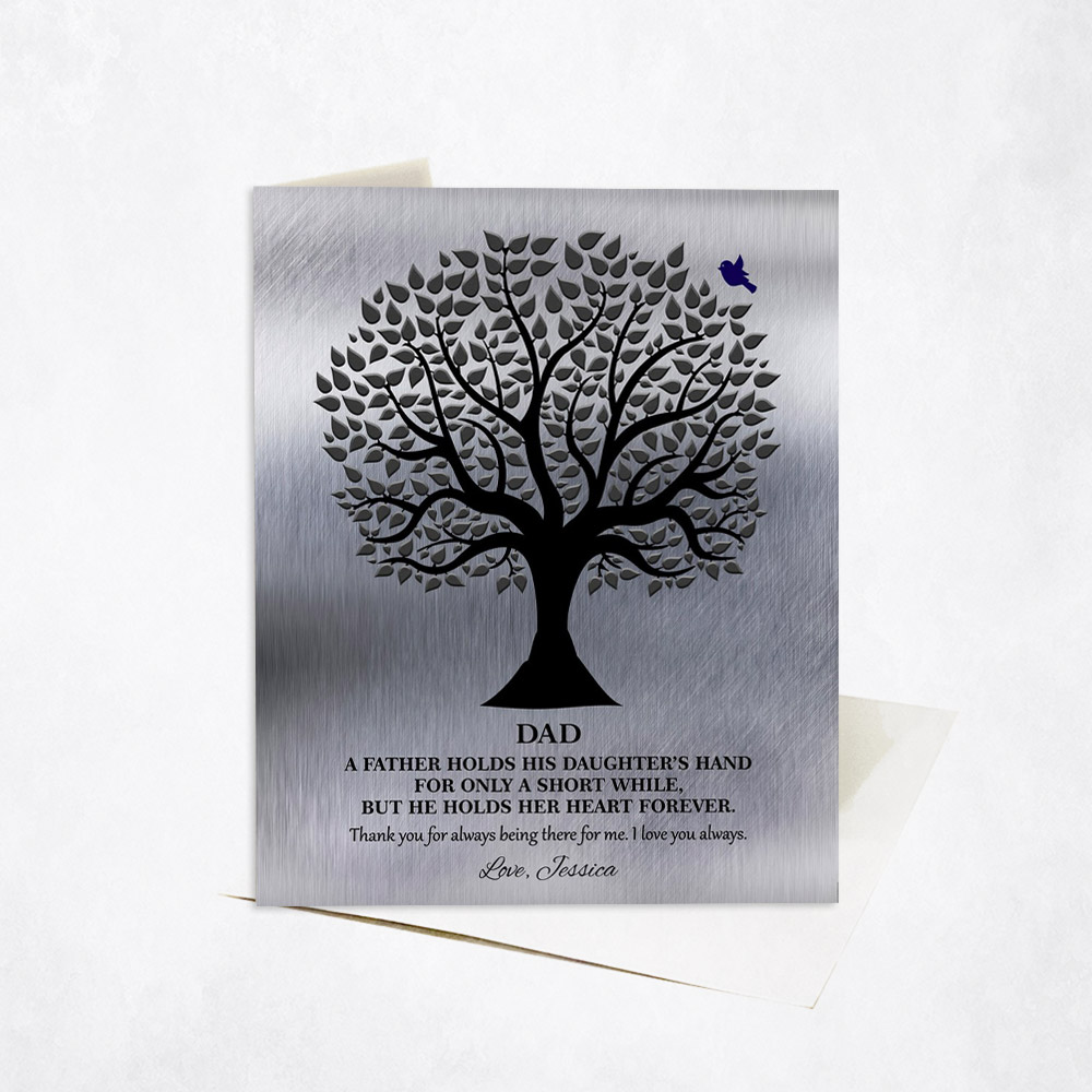 Picture of Silhouette Father Tree Quote Holds A Daughter's Hand wedding Stationery Card C-1351