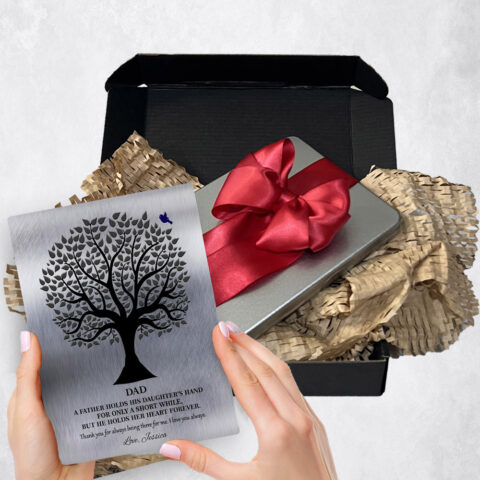 wedding Gift Delivery for father Silhouette Tree Tin  Plaque TOY-1351