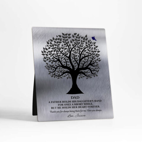 Silhouette Tree wedding Tin Desktop Plaque Gift for father D-1351