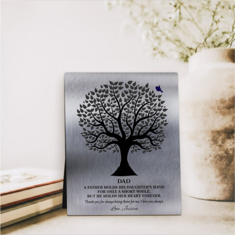 Silhouette Tree wedding Tin Desktop Plaque Gift for father D-1351