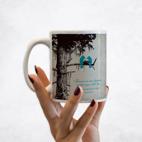 Black Sequoia Memorial Tree and Bird Nest Loss of Baby Coffee Mug M-1357