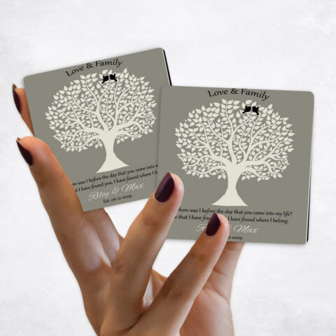 anniversary White Silhouette Tree on Gray Magnet Set MAG-1361