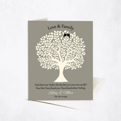 Modern Tree Silhouette Song Lyrics Love and Family anniversary Stationery Card-1361