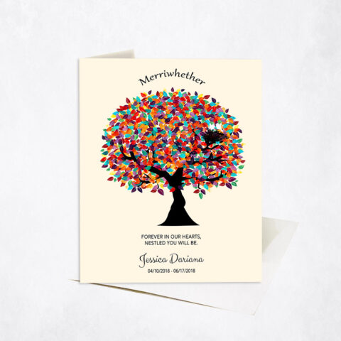 Colorful Memorial Tree Empty Nest for Baby Loss of Baby Stationery Card-1362