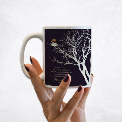 Gold Birds Branchy Tree 50th anniversary Coffee Mug M-1363