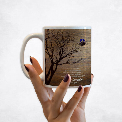 Dark Branchy Tree and Nest Wood 5th anniversary Coffee Mug M-1368