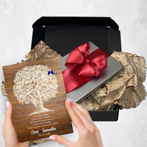 5th anniversary Gift Delivery for couple, husband or wife Oak Tree on Wood Wood  Plaque TOY-1369