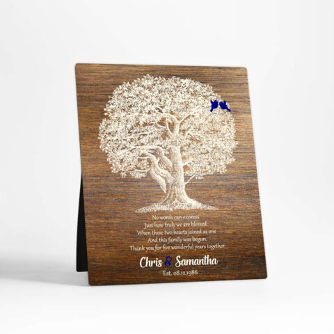 Oak Tree on Wood 5th anniversary Wood Desktop Plaque Gift for couple D-1369