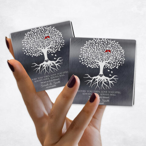 10th anniversary White Tree with Roots on Tin Magnet Set MAG-1371