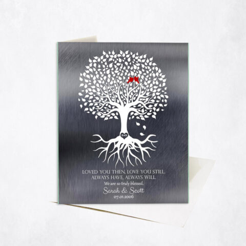 Tinniversary White Tree Poem with Roots 10th anniversary Stationery Card-1371