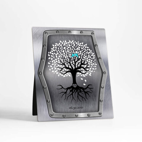 Rooted Tree 11th anniversary Steel Desktop Plaque Gift for couple D-1374