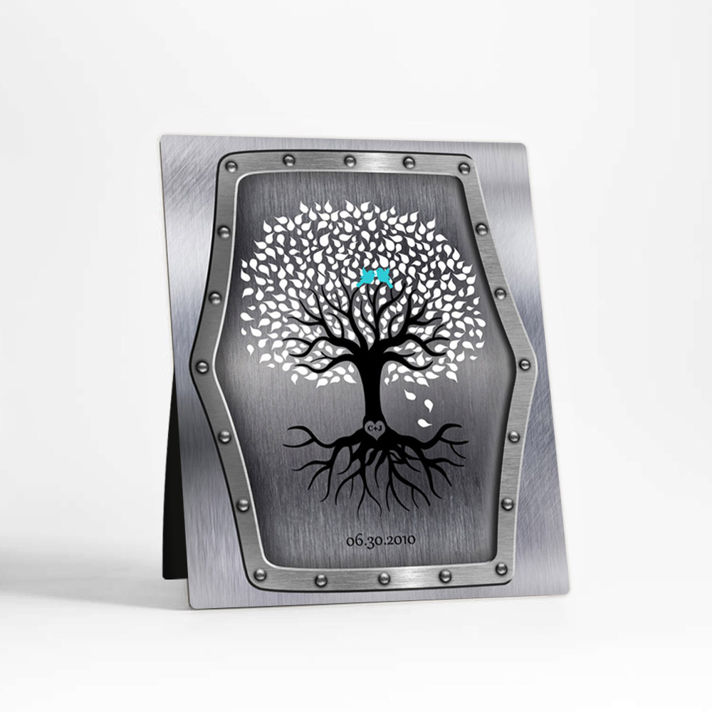 Single image of Rooted Tree 11th anniversary Steel Desktop Plaque