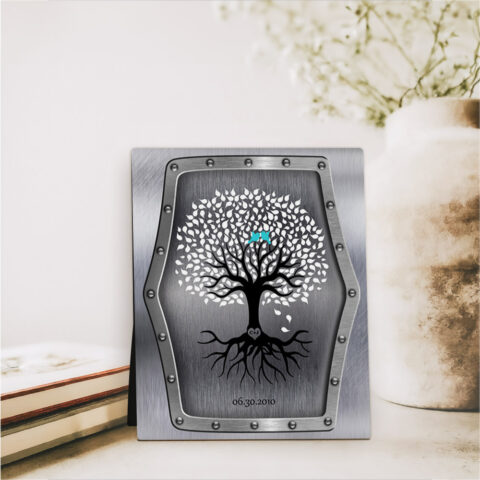 Rooted Tree 11th anniversary Steel Desktop Plaque Gift for couple D-1374