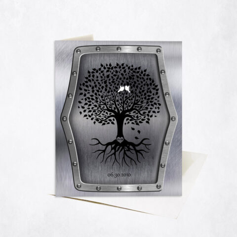 Dark Silhouette Tree with Roots Husband Appreciation 11th anniversary Stationery Card-1375