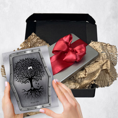 11th anniversary Gift Delivery for couple, husband or wife Rooted Tree Steel  Plaque TOY-1375