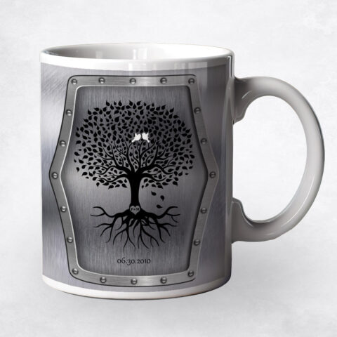 Black Tree with Roots Steel 11th anniversary Coffee Mug M-1375