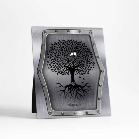 Rooted Tree 11th anniversary Steel Desktop Plaque Gift for couple D-1375