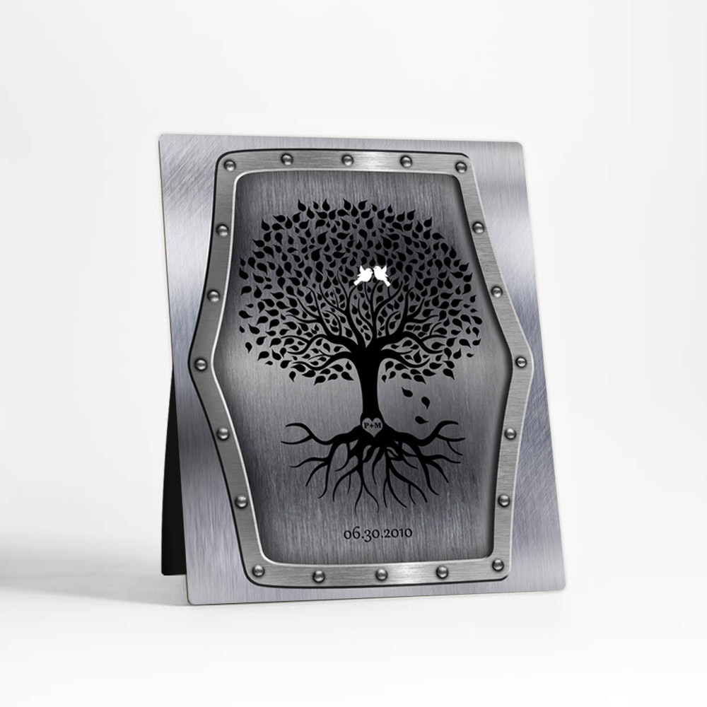 Single image of Rooted Tree 11th anniversary Steel Desktop Plaque