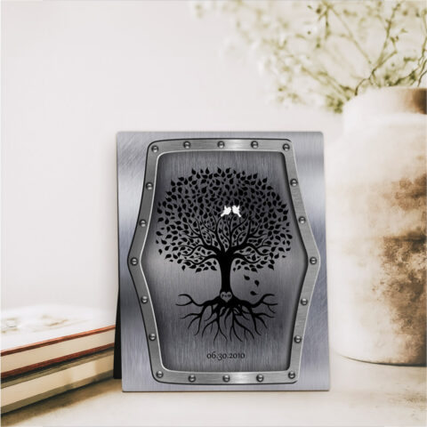 Rooted Tree 11th anniversary Steel Desktop Plaque Gift for couple D-1375