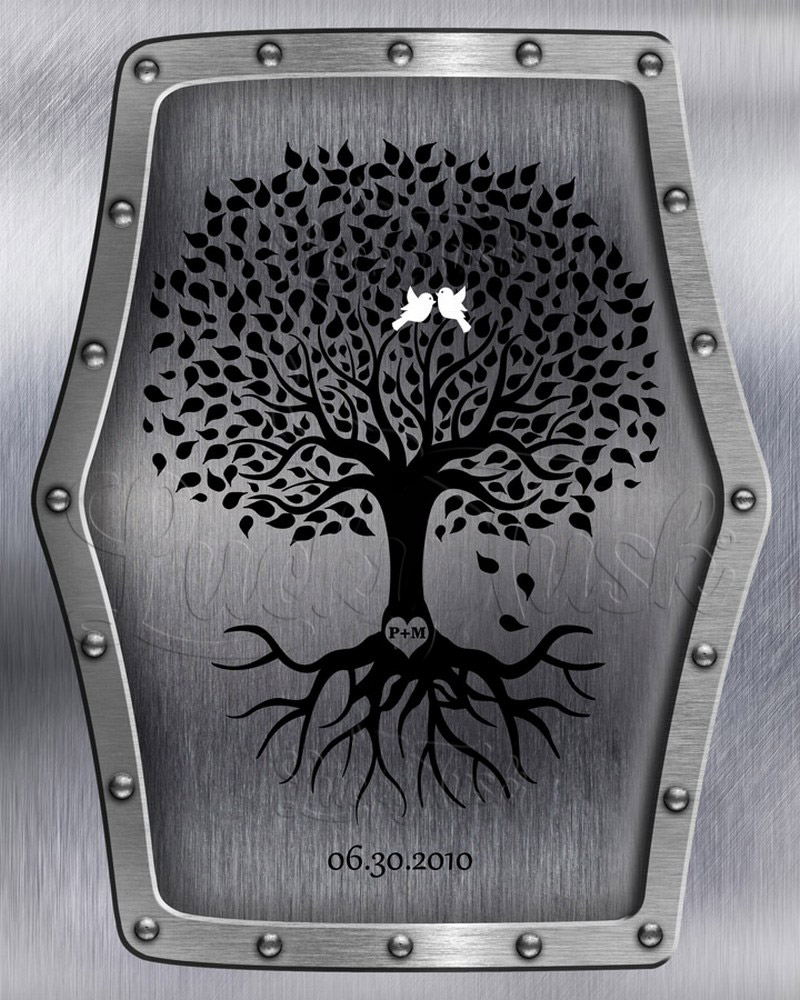 Dark Silhouette Tree with Roots Husband Appreciation on Steel 11th anniversary Wall Plaque LTC-1375