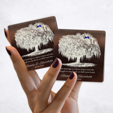 9th anniversary White Silhouette Willow Tree on Bronze Magnet Set MAG-1380