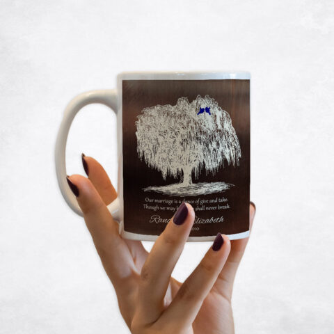 White Silhouette Willow Tree Bronze 9th anniversary Coffee Mug M-1380