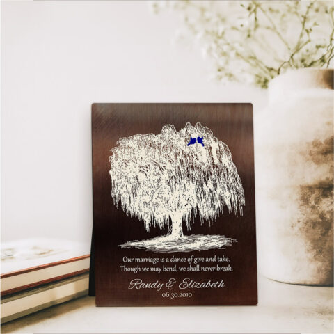 Willow Tree 9th anniversary Bronze Desktop Plaque Gift for couple D-1380