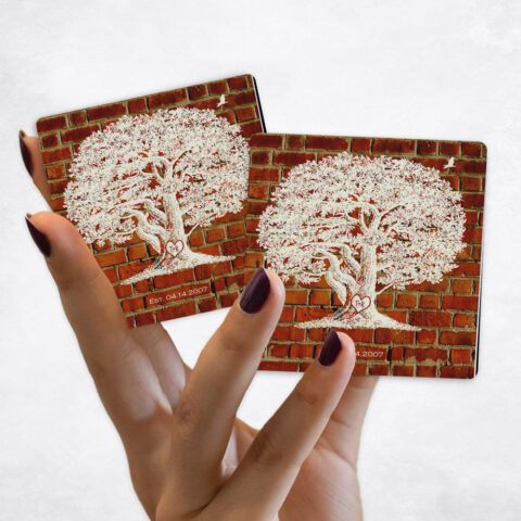 8th anniversary Large White Oak Tree on Brick Magnet Set MAG-1381