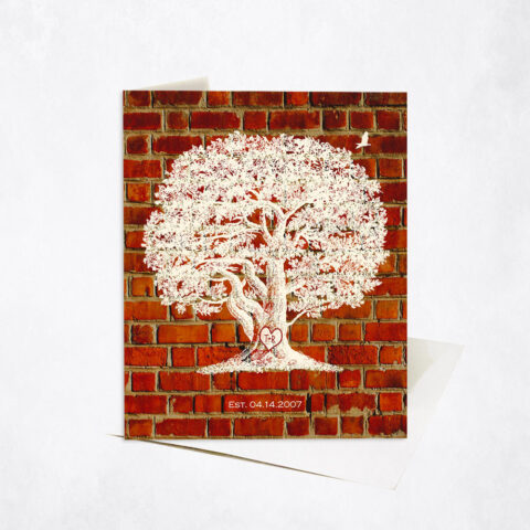 Large Oak Tree Established Date 9 Years 8th anniversary Stationery Card-1381