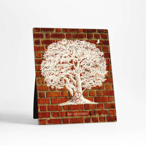 Oak Tree on Brick 8th anniversary Brick Desktop Plaque Gift for couple D-1381