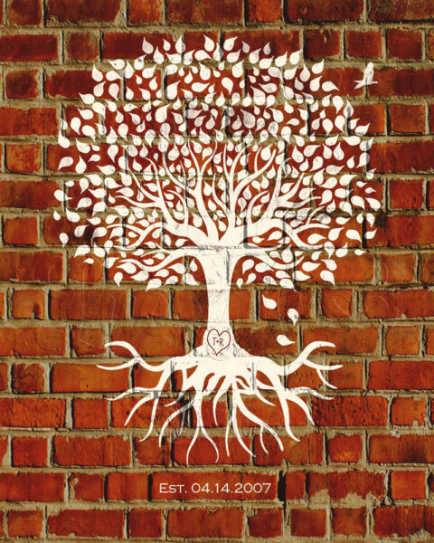 Eight Year Anniversary Personalized Minimalist Family Tree Roots Faux Brick Gift For Couple #1382
