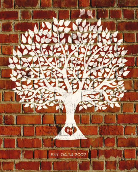 Traditional 8 Year Faux Brick Clay Pottery Anniversary Personalized Family Tree Gift For Couple #1383