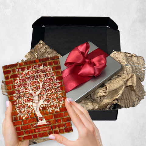 8th anniversary Gift Delivery for couple, husband or wife Owl Tree on Brick Brick  Plaque TOY-1384