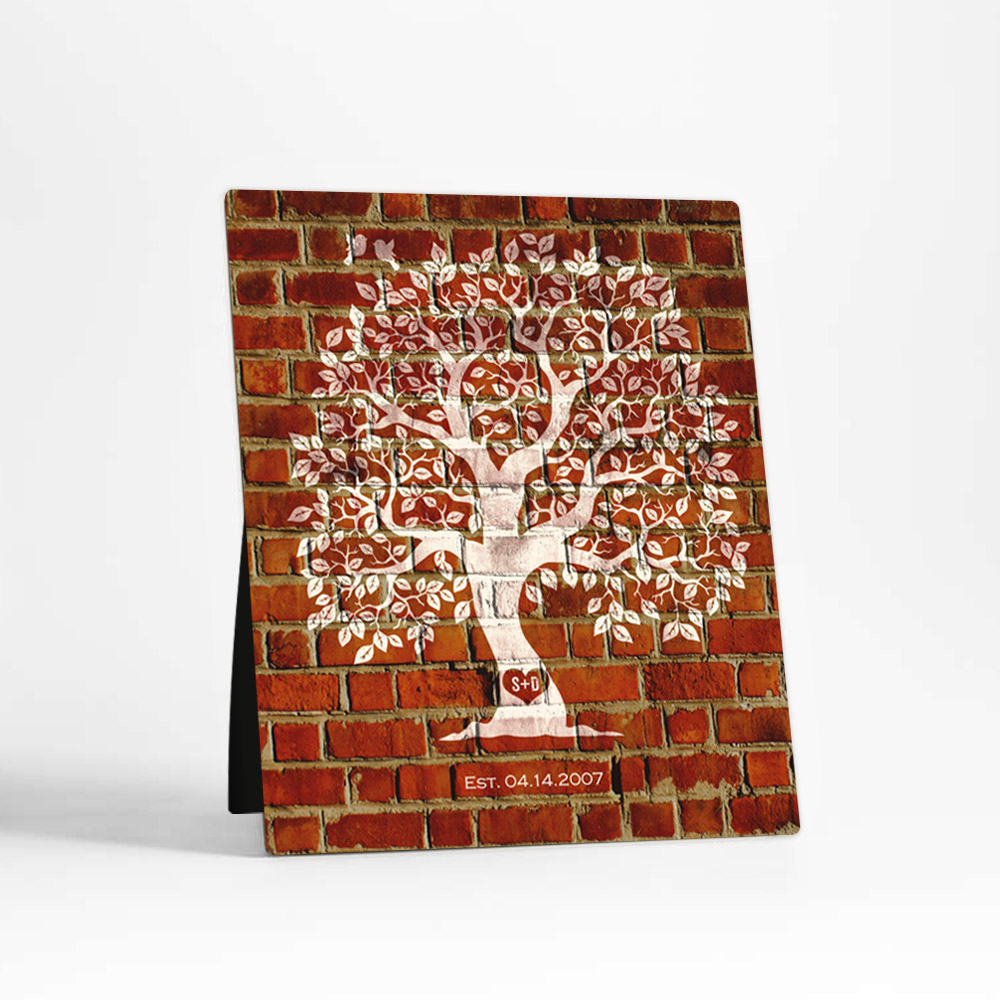 Single image of Owl Tree on Brick 8th anniversary Brick Desktop Plaque