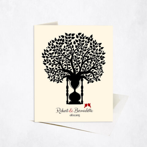 Silhouette Hourglass Tree Minimal 1st anniversary Stationery Card-1388