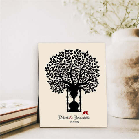 Hourglass Tree 1st anniversary  Desktop Plaque Gift for couple D-1388