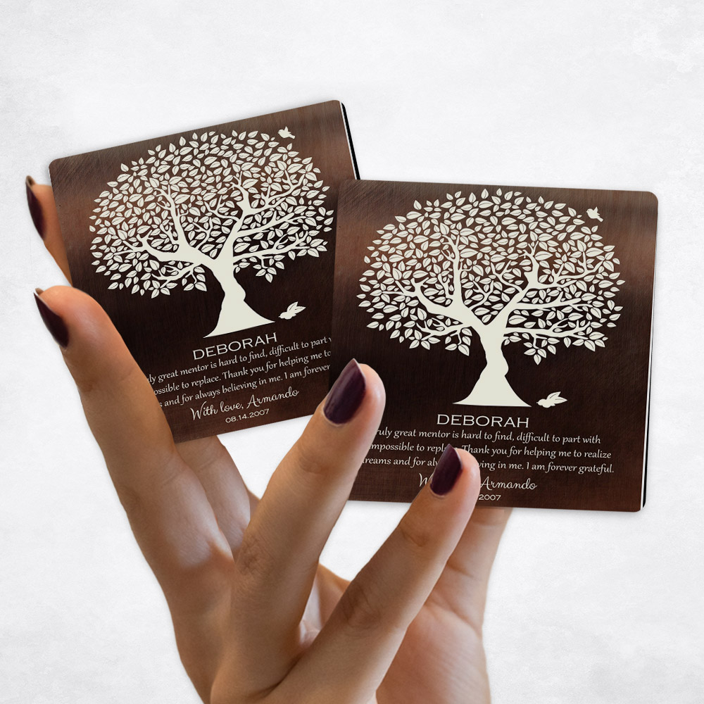 Close up picture of Leadership Appreciation Silhouette Olive Tree Farewell to Doctor on Bronze Magnet Set MAG-1392