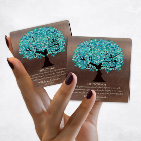 Leadership Appreciation Turquoise Canopy Tree on Bronze Magnet Set MAG-1392_b