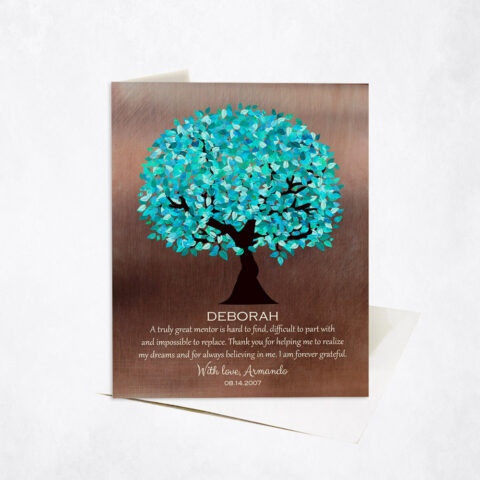 Turquoise Thoughtful Mentor Tree Appreciation Quote Leadership Appreciation Stationery Card-1392_b