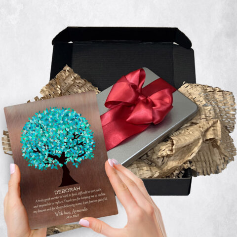 Leadership Appreciation Gift Delivery for mentor Turquoise Tree Bronze  Plaque TOY-1392_b