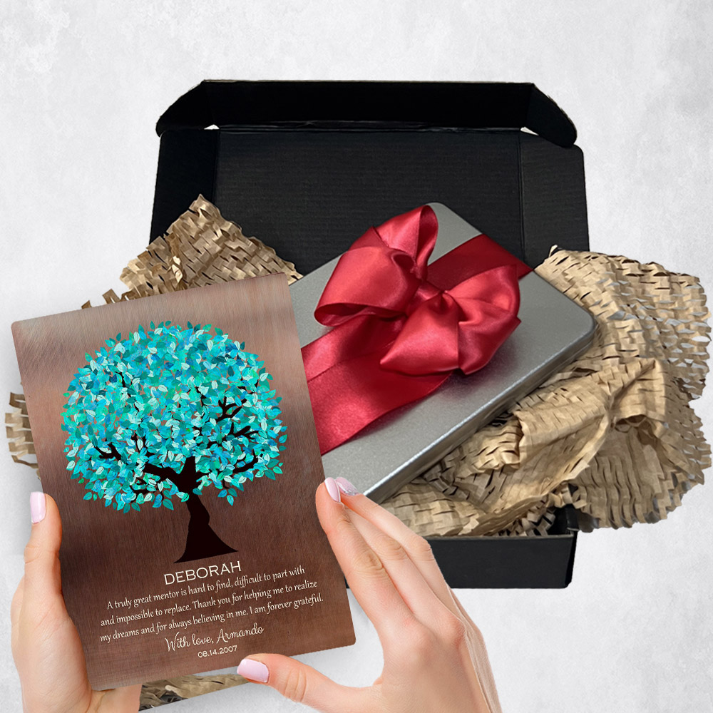 Personalized Leadership Appreciation gift delivery for mentor Turquoise Tree Bronze plaque for a unique and permanent flower delivery alternative. Leadership Appreciation gift delivery.